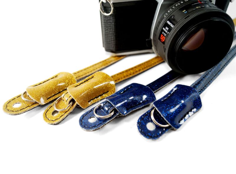 Super Slim Sparkle Leica Camera Strap- Blue or Gold 