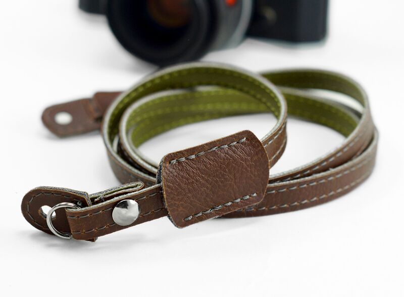 Brown and Vintage Army Super Slim Camera Strap