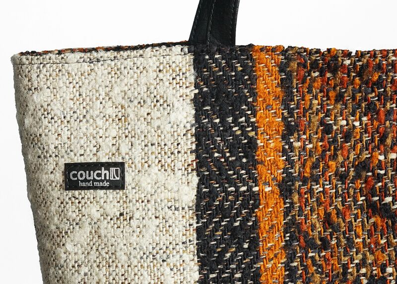Autumn Caravan Cork and Vintage Fabric Megatote Handbag,  Laptop Hobo Bag
