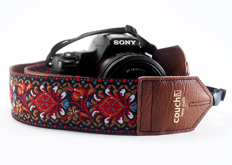 Buckskin Hendrix Camera Strap Made with Recycled Seatbelt And Vegan Leather 