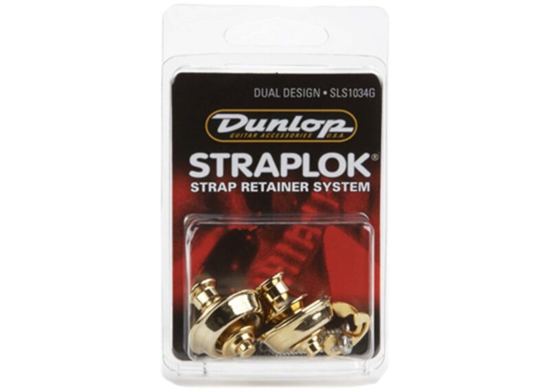 Dunlop Straplok Strap Retainers Dual Design - Gold