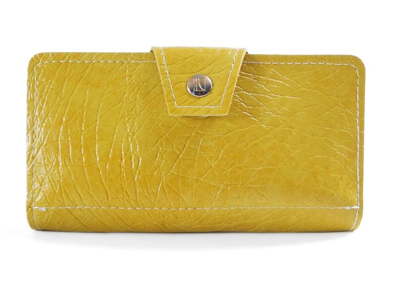 Vintage Texture Mustard Vinyl Womens Wallet Made of 70s Vegan Leather 