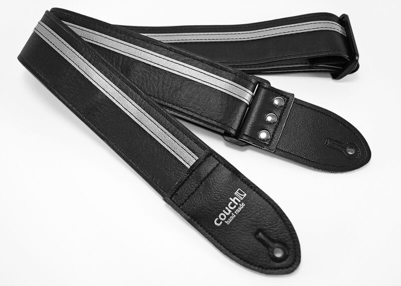 Black with Silver Racer X Guitar Strap