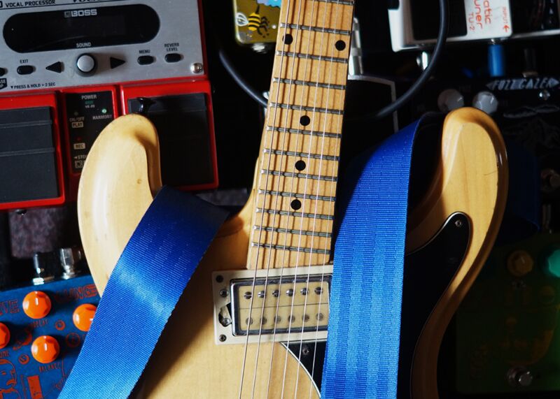 Royal Blue Recycled Seatbelt Guitar Strap 