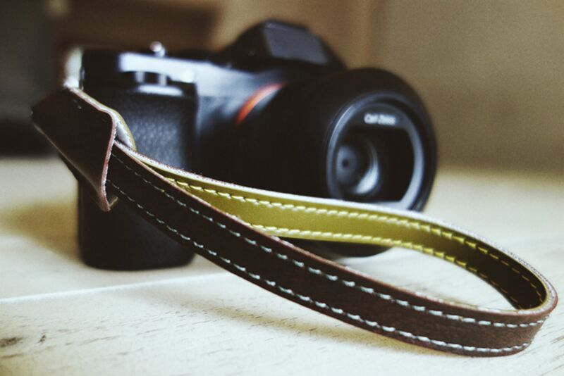 Brown and Army Green Camera Wrist Strap