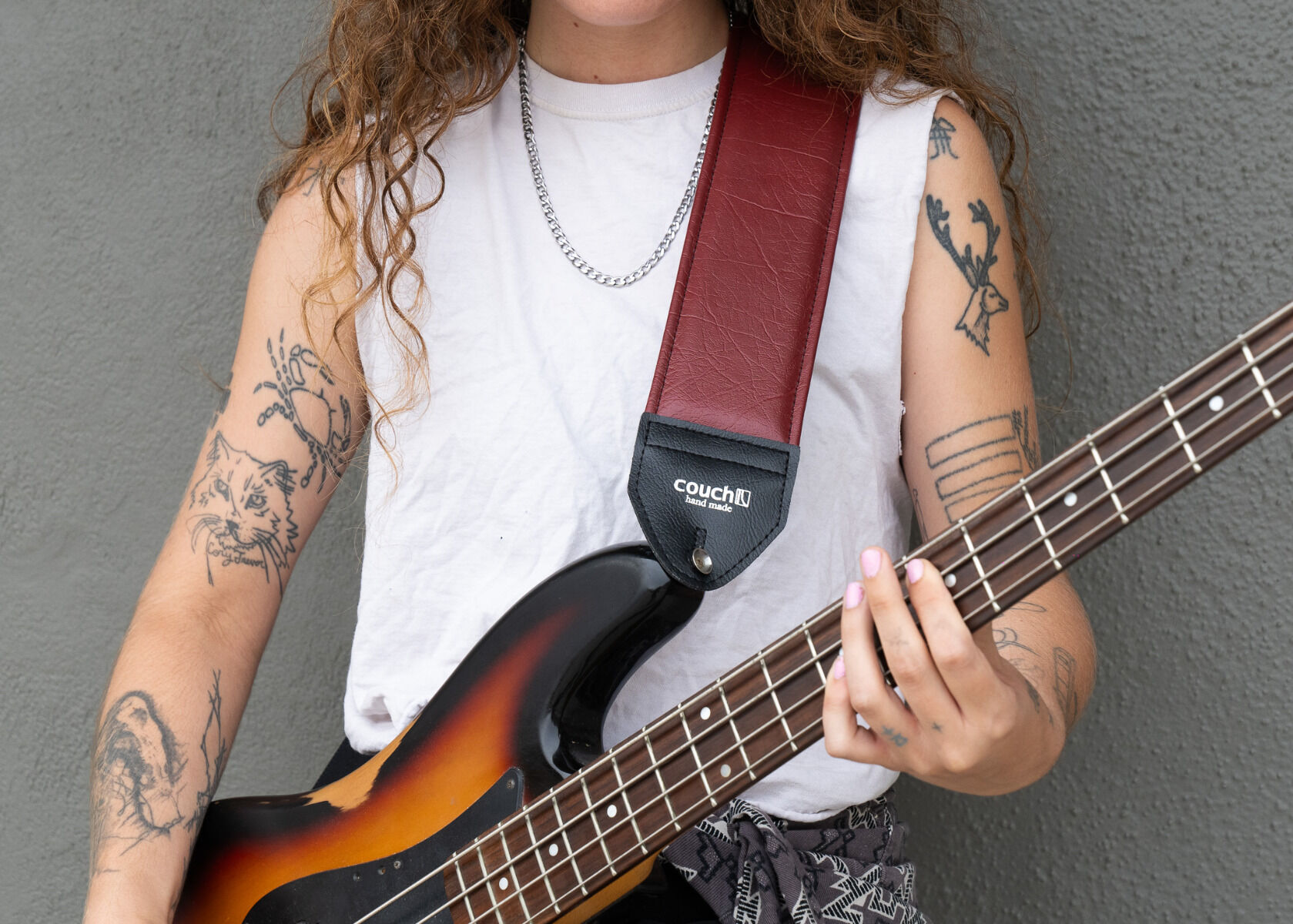 Dark Red Extra Wide 3 Inch Guitar Bass Straps