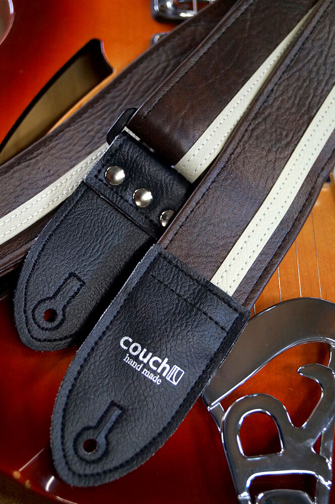 Brown with White Vinyl Racer X Guitar Strap