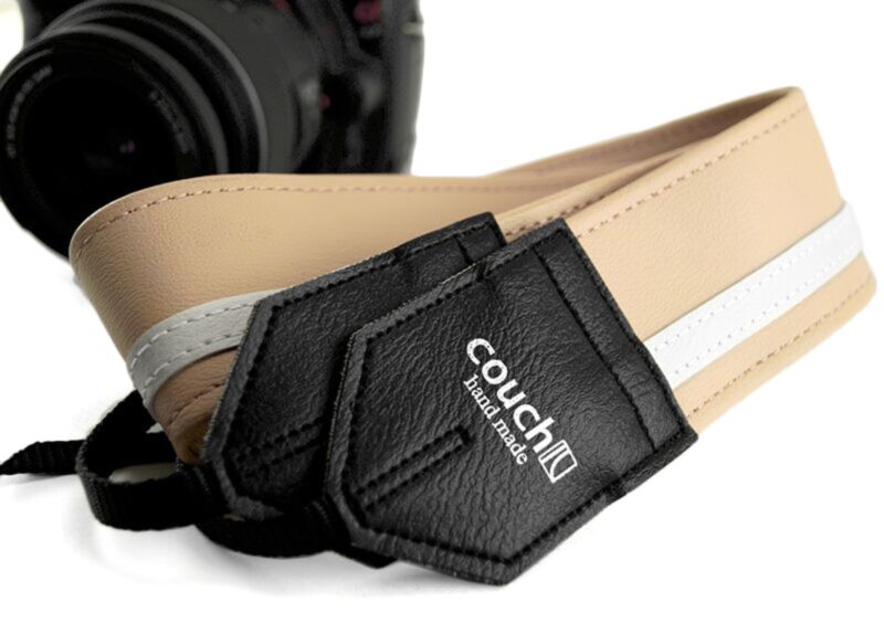 Linen w/ White Racer X Camera Strap