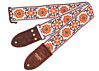 Cork and Orange Flowers Hippie Weave Guitar Strap