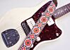 Cork and Orange Flowers Hippie Weave Guitar Strap
