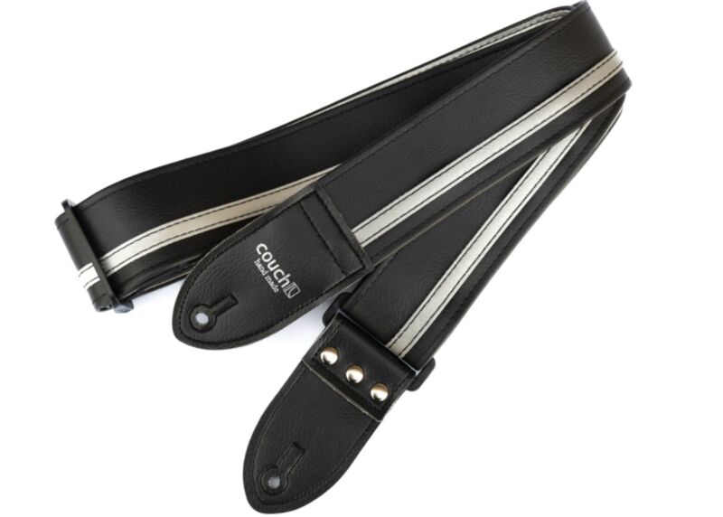 Black with Silver Racer X Guitar Strap