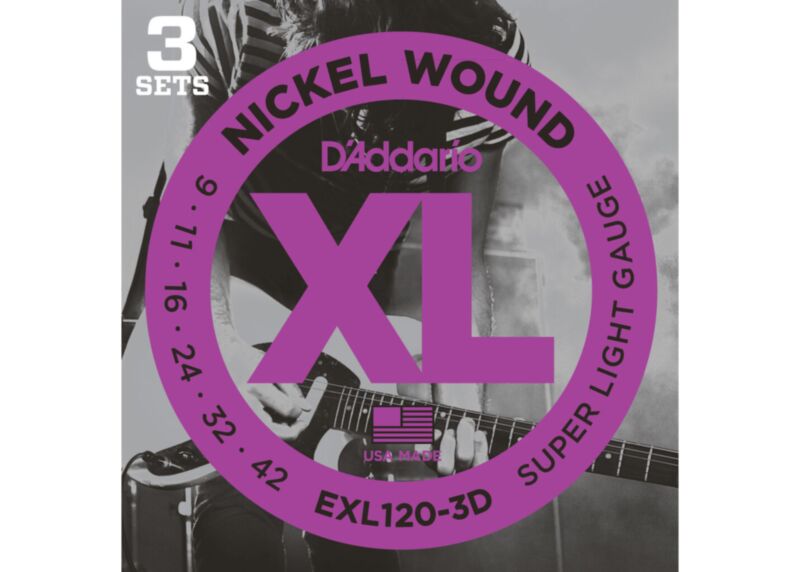 3 PACK - D'addario EXL 120 Electric Guitar Strings