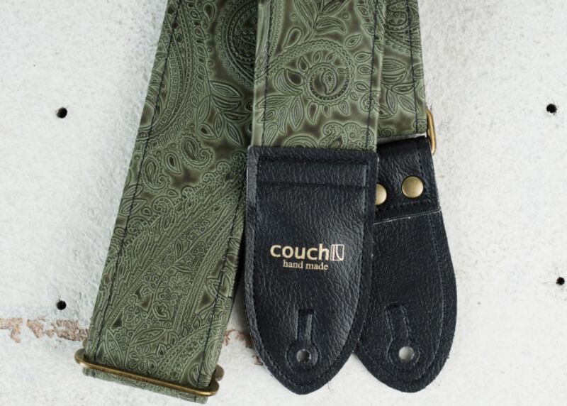 Jade Green Paisley Guitar Strap With Aged Bronzed Hardware 