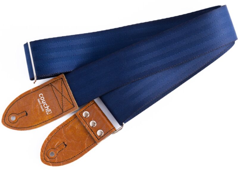 The Navy And Buckskin Seatbelt Guitar Strap 