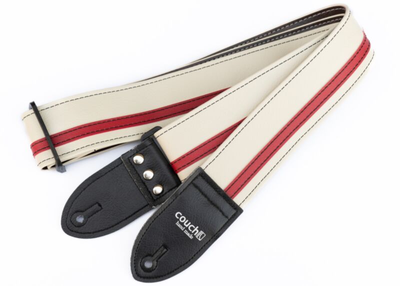 White w/ Red Racer X Guitar Strap