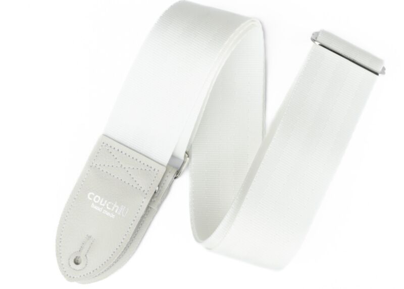 All White Seatbelt Guitar Strap