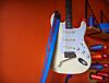 Sky Blue and Red Racer X Guitar Strap