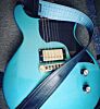 Reverse GTO Black Guitar Strap -Blue Vintage GTO on the inside