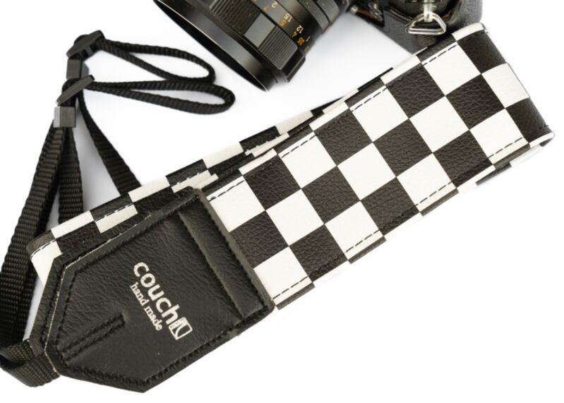 Black and White Checkers Camera Strap