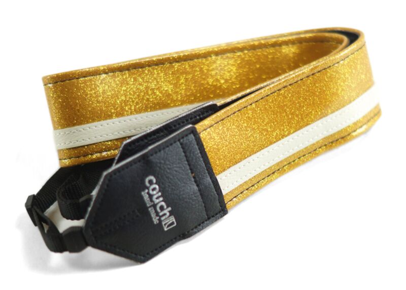 Gold Sparkle with White Racer X Camera Strap 
