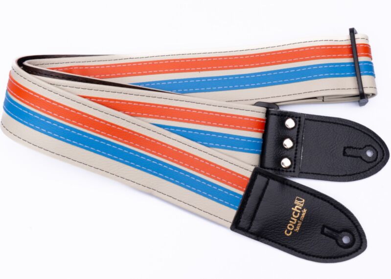 White Orange & Blue Double Racer X  Guitar Strap