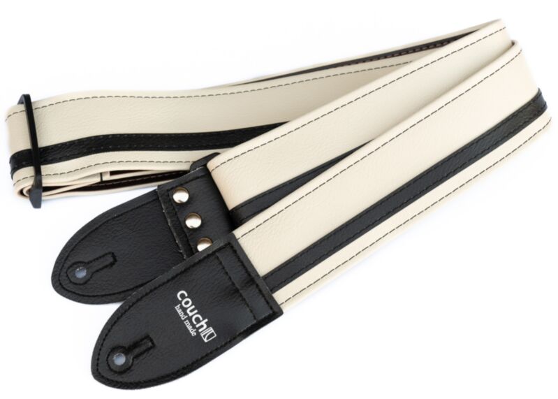White with Black Vinyl Racer X Guitar Strap
