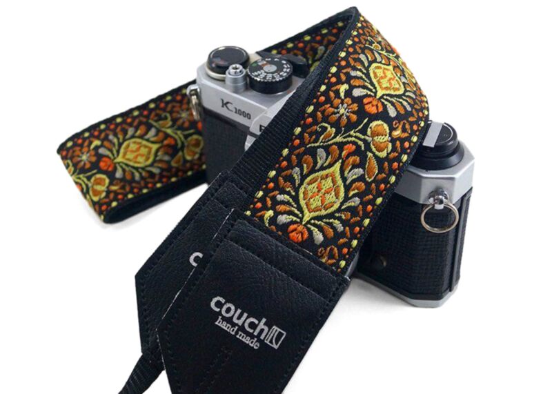 Psychedelic Sunset Hendrix Style Hippie Weave Camera Strap