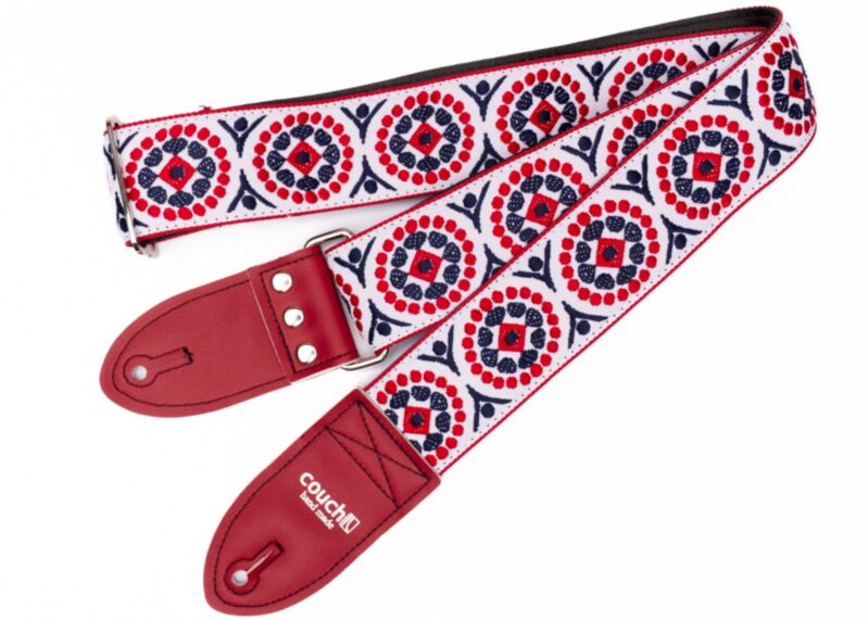 Pysch White Red and Blue Hippie Guitar Strap