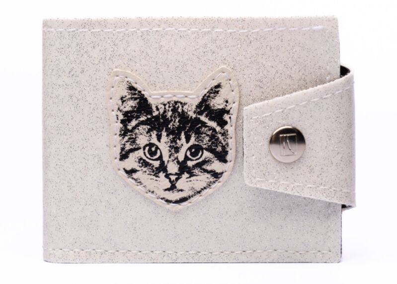 Silver Sparkle Cat Billfold Wallet