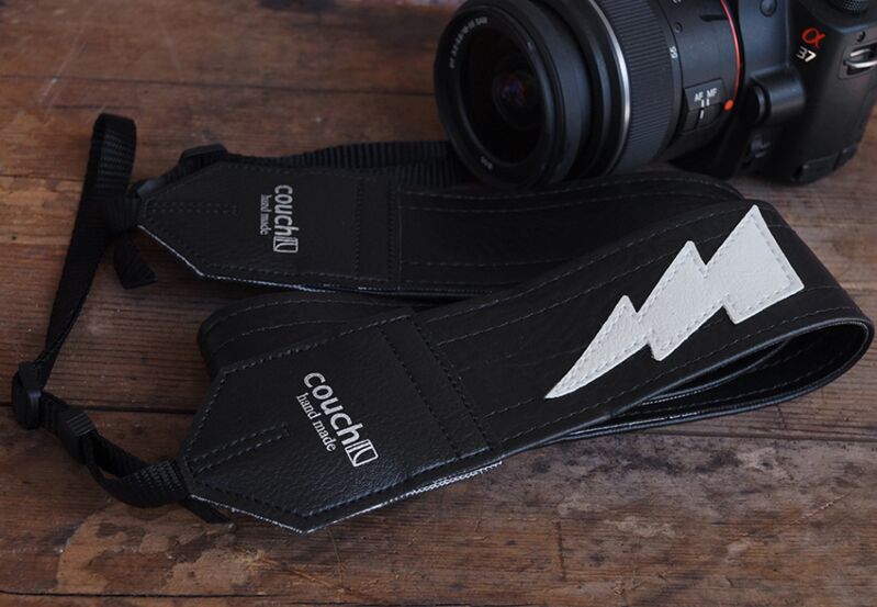 The Lightning Bolt Camera Strap Custom Made- Black 