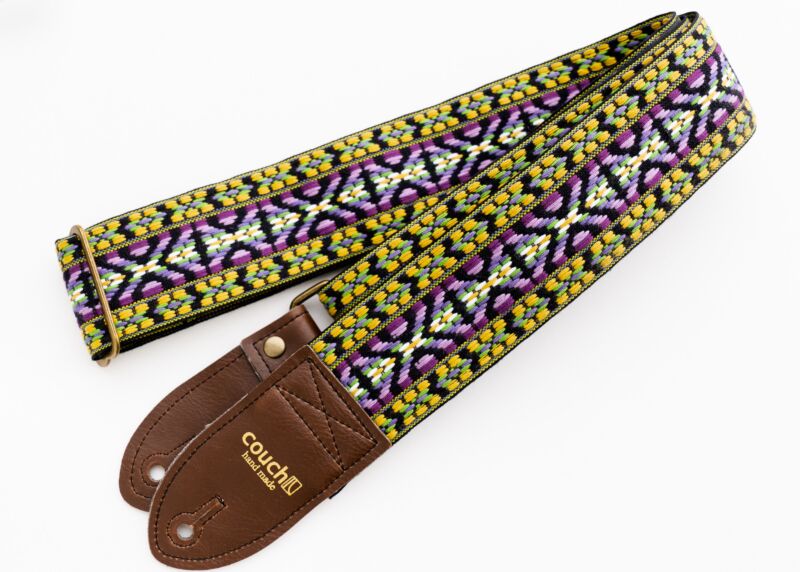 Lavender and Gold Dylan Vintage Bohemian Guitar Strap