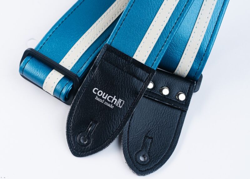 Jet Age Blue and White Racer X Guitar Strap
