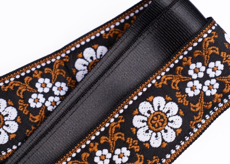 Cork and Brown Flowers Guitar Strap