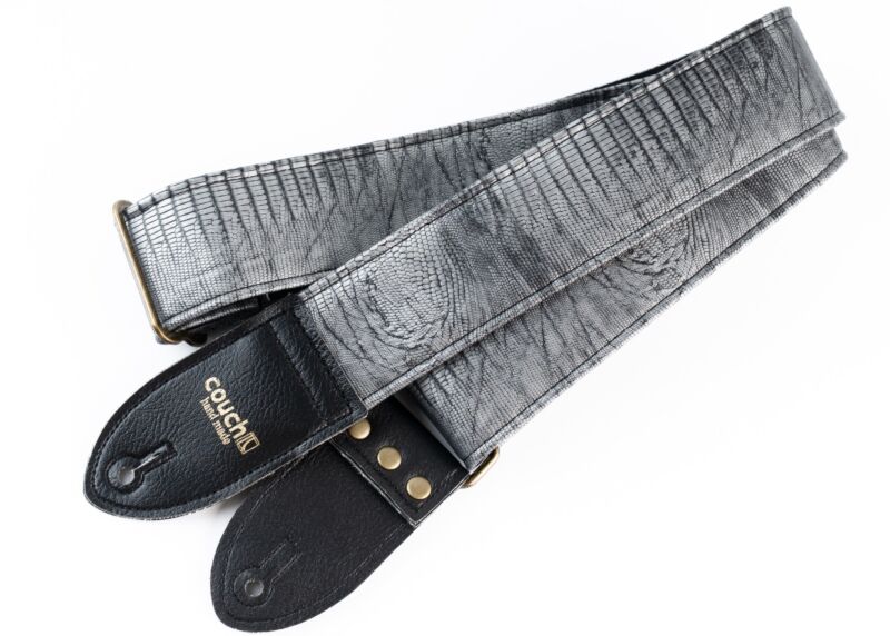 Gun Metal Faux Lizard Skin Guitar Strap - 38 Made