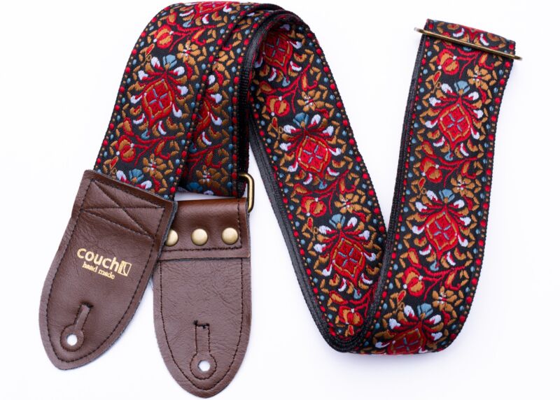 Buckskin Hendrix Woven Guitar Strap Made Of Recycled Seatbelt and Vegan Leather 