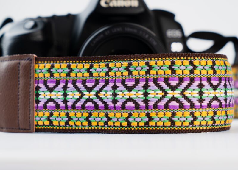 Dylan Camera Strap - Purple and Gold