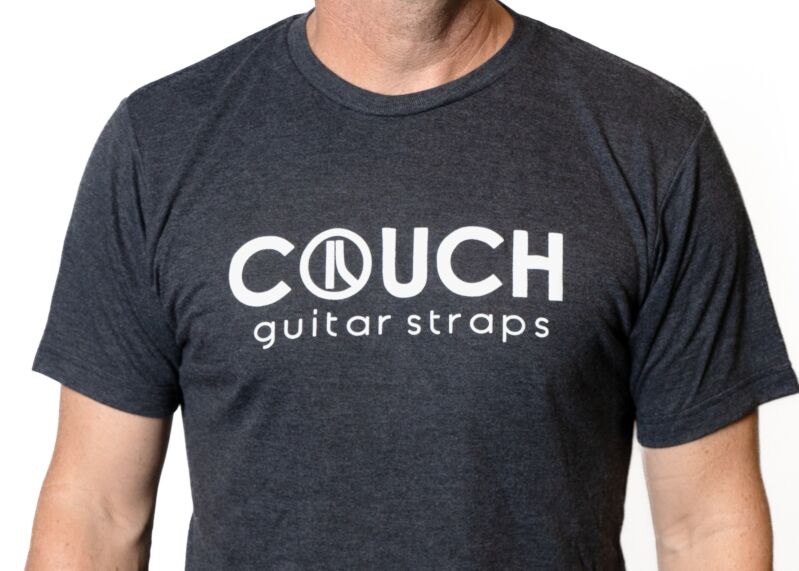Couch Logo Band Tee - Black Heather and White Print