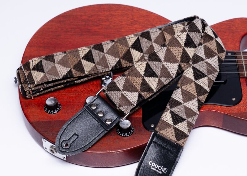 Black Triangle Pyramid Geometric Guitar Strap - 2" 