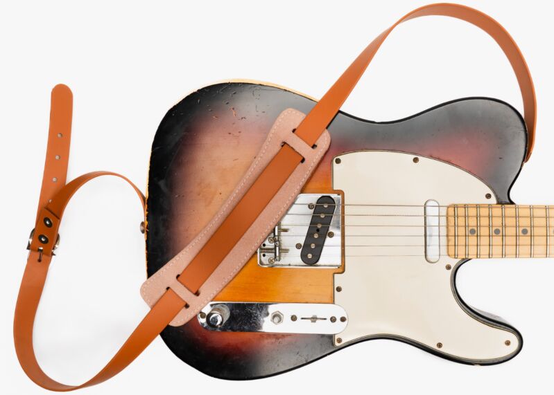 Slim 60's Guitar Strap - Classic Bucksin Inspired Natural Toned 