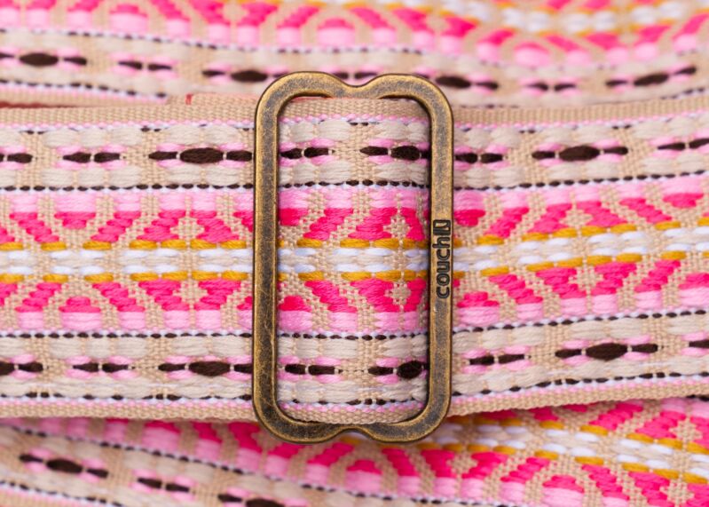 Dylan Pink and White Hippie Weave Boho Guitar Strap