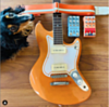 Orange with White Racing Stripe Guitar Strap
