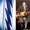 Los Mysteriosos with custom sparkle bolt guitar strap