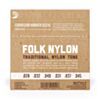 D'Addario EJ33 Folk Nylon Guitar Strings, Ball End, 80/20 Bronze/Clear Nylon Trebles