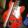 White with Orange Vinyl Racer X Guitar Strap