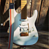 White with Orange Vinyl Racer X Guitar Strap
