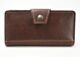 Classic Brown Womens Simple Vegan Wallet With Zipper Coin Purse and Checkbook or Phone Holder, Vegan Leather Construction