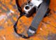 Double Stitch Black Vegan Leather Slim Camera Strap 