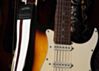 Bright White and Oxblood Racer X Guitar Strap