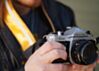 Gold Sparkle with White Racer X Camera Strap 