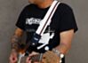 Bright White and Oxblood Racer X Guitar Strap